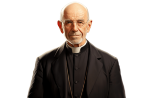 AI generated Smiling Old Priest Standing on Transparent Background. AI png