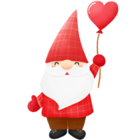 Hand drawn gnome hold heart shape balloon for Valentine's day ,png illustration png