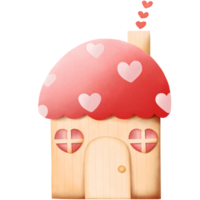 hand drawn red heart mushroom with for Valentine's day , png illustration .