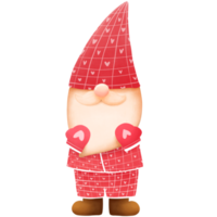 main tiré mignonne gnome pour la Saint-Valentin journée ,png illustration png