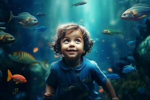 AI generated Vast Boy undersea world. Generate AI photo