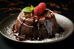 AI generated Rich Lava cake. Generate ai photo