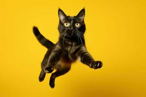 AI generated Lively Jumping cat background. Generate Ai photo