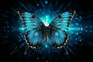 AI generated Digital Information technology butterfly. Generate Ai photo