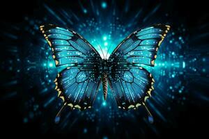 AI generated Digital Information technology butterfly. Generate Ai photo