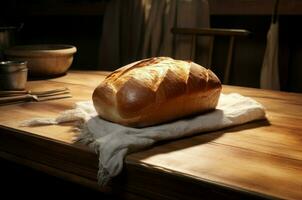 ai generado calentar pan panadería un pan. generar ai foto