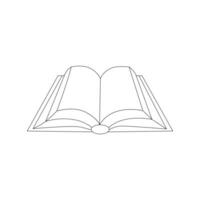 Open book single line art design with Continuous one line book outline vector art illustration