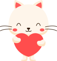 Cute Cat Hugging Valentine Heart Illustration png