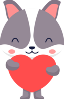 Cute Dog Hugging Valentine Heart Illustration png