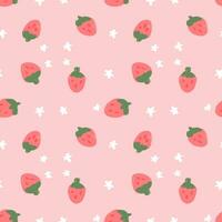 seamless pattern strawberry pink color vector