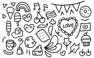 Doodles hand drawn set for valentine vector