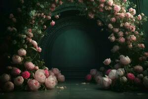 AI generated Textured dark blossom sage background. Generate ai photo