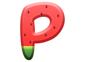 vattenmelon alfabet brev p png