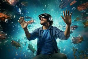 AI generated Visceral Man vr reality splash. Generate Ai photo