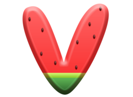 vattenmelon alfabet brev v png