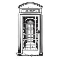 London pay phone. Hand drawn sketch illustration isolated on white background vector