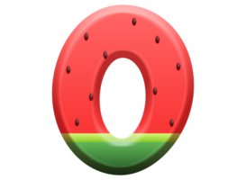 watermeloen alfabet brief O png
