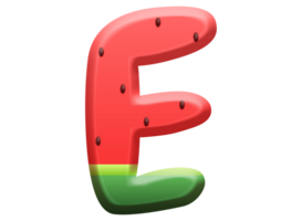 vattenmelon alfabet brev e png