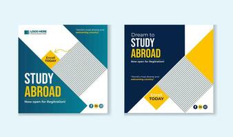 Study abroad social media post design template vector