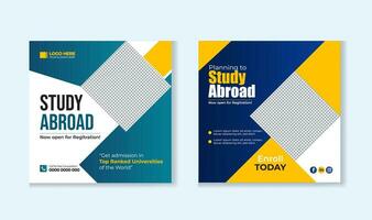 Study abroad social media post design template vector