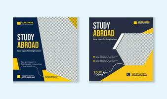 Study abroad social media post design template vector