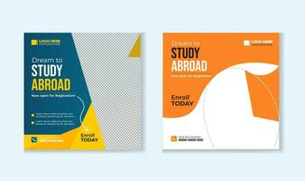 Study abroad social media post design template vector