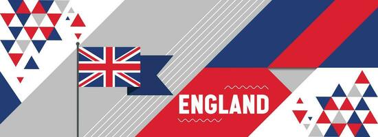 England national or independence day banner design for country celebration. Flag of Britain with modern retro design and abstract geometric icons. Vector illustration