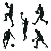 Basketball, black silhouette of an athlete basketball player with a ball vector