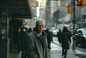 ai generado de moda hombre ciudad calle chaqueta casual. generar ai foto