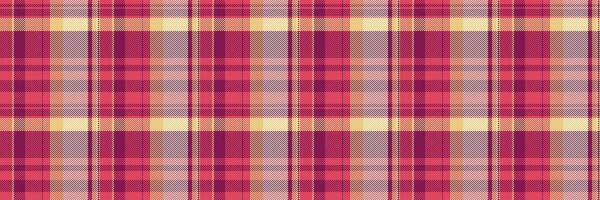 Show fabric texture pattern, weave check tartan plaid. Windowpane vector seamless textile background in pink and rouge red colors.