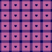 Gingham pattern with hearts. Seamless tartan vichy check plaid for gift card, wrapping paper, invitation on Valentines Day print vector