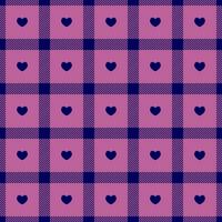 Gingham pattern with hearts. Seamless tartan vichy check plaid for gift card, wrapping paper, invitation on Valentines Day print vector