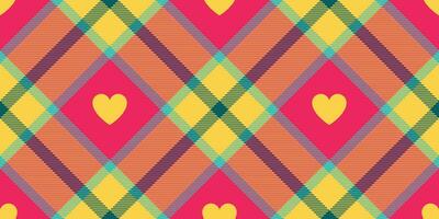 Gingham pattern with hearts. Seamless tartan vichy check plaid for gift card, wrapping paper, invitation on Valentines Day print vector