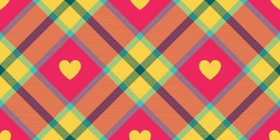 Gingham pattern with hearts. Seamless tartan vichy check plaid for gift card, wrapping paper, invitation on Valentines Day print vector