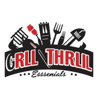 Grill N Thrill logo with BBQ Essentials vector