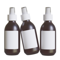 plastic berijpt amber druppelaar fles mockup met blanco label, geïsoleerd 3d illustratie png