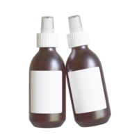 plastic berijpt amber druppelaar fles mockup met blanco label, geïsoleerd 3d illustratie png