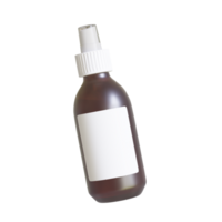 Plastic Frosted Amber Dropper Bottle Mockup with Blank Label, Isolated 3D Illustration png