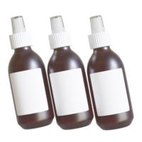 plastic berijpt amber druppelaar fles mockup met blanco label, geïsoleerd 3d illustratie png