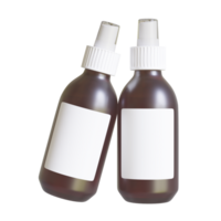 plastic berijpt amber druppelaar fles mockup met blanco label, geïsoleerd 3d illustratie png