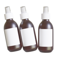 el plastico escarchado ámbar cuentagotas botella Bosquejo con blanco etiqueta, 3d ilustración png