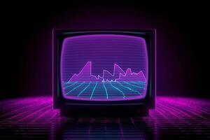 AI generated Retro violet wave tv. Generate ai photo