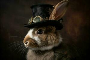 AI generated Steampunk Easter rabbit. Generate ai photo