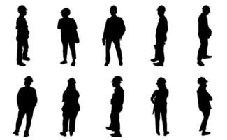 Construction engineer silhouette,Vector group manager standing, Icon vector engineer manager team