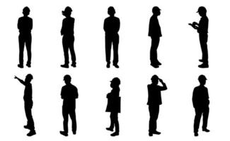 Construction engineer silhouette, Architect man and woman working on white background vector