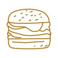 hamburguesa garabatear. hamburguesa garabatear. mano dibujado de hamburguesa. garabatear de hamburguesa. rápido comida garabatear elemento. vector