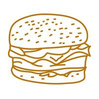 hamburger doodle. burger doodle. hand drawn of burger. doodle of hamburger. fast food doodle element. vector