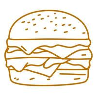 hamburger doodle. burger doodle. hand drawn of burger. doodle of hamburger. fast food doodle element. vector