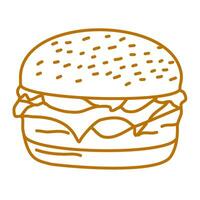 hamburger doodle. burger doodle. hand drawn of burger. doodle of hamburger. fast food doodle element. vector