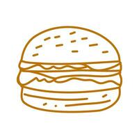 hamburger doodle. burger doodle. hand drawn of burger. doodle of hamburger. fast food doodle element. vector